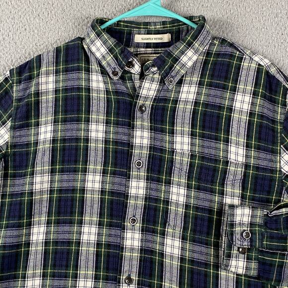 L.L.Bean Men's L Regular Slightly Fitted Plaid Flannel Shirt 100% Cotton Work - Picture 3 of 8